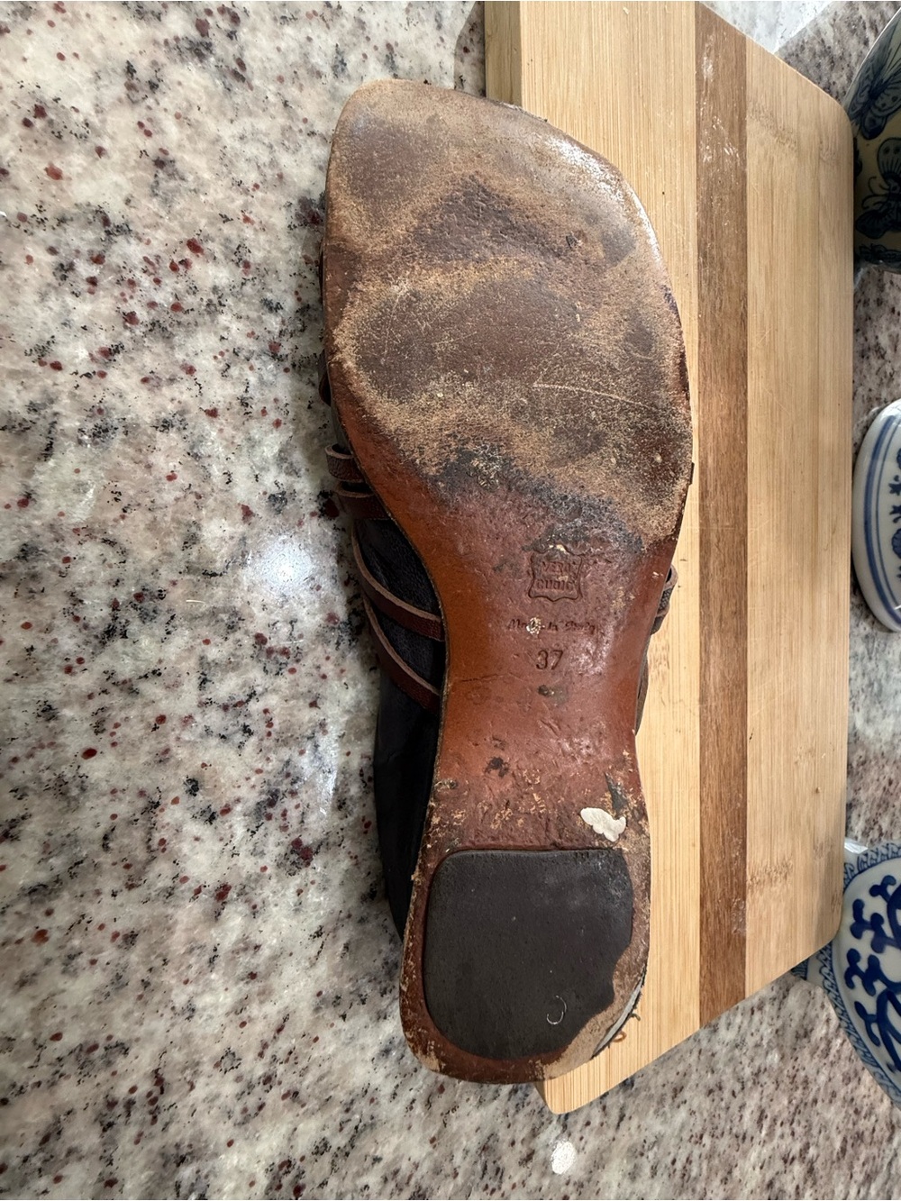 Women's Brown Strappy Leather Mule - Comfortable Slip-On - Picture 4 of 4